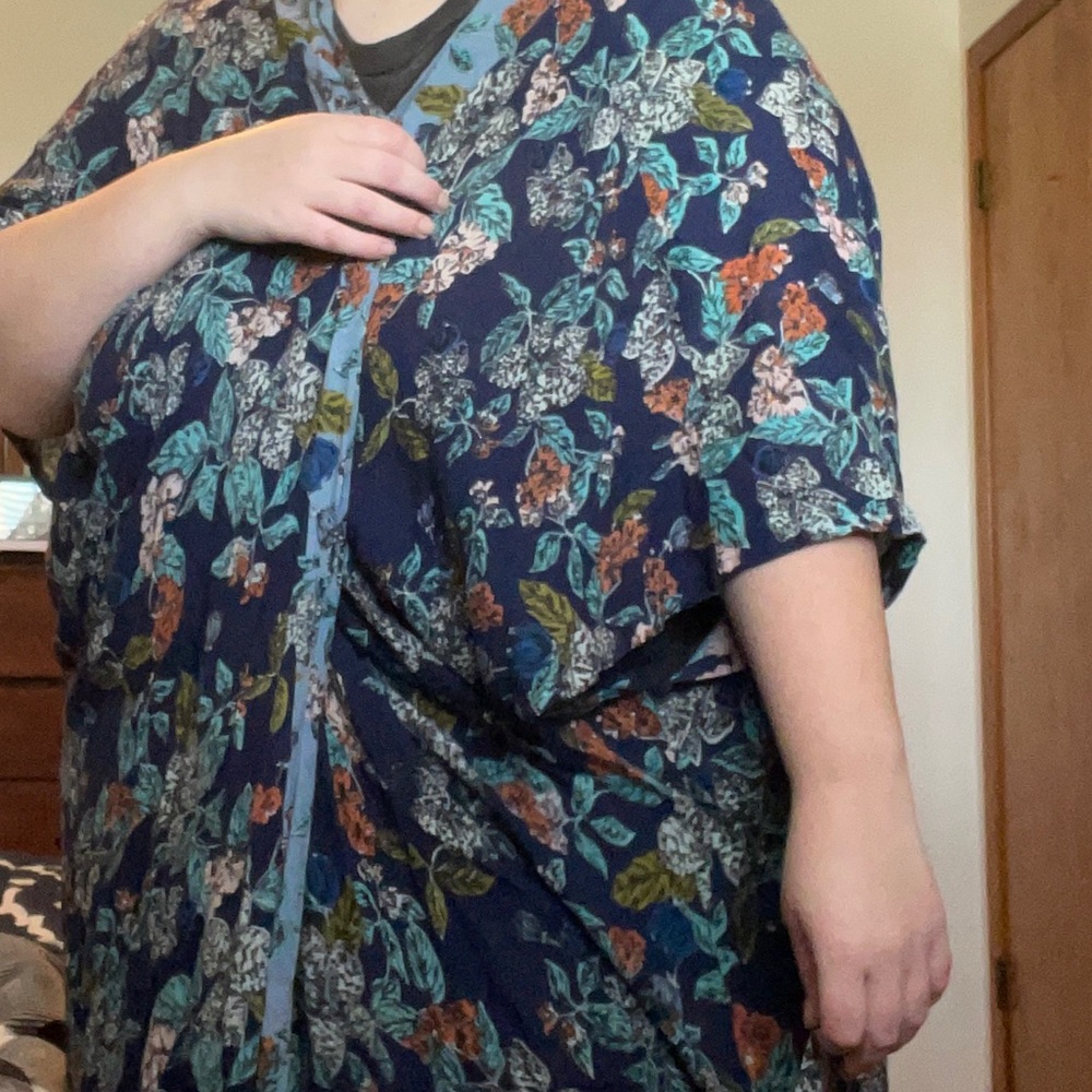 Blue Floral Duster Cardigan Wrap Boho